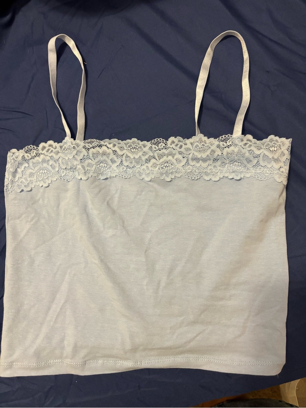 Cotton On Lace-Trim Camisole Tank Top — Light Blue